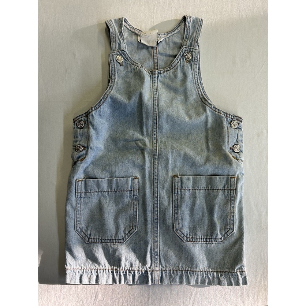 Vintage 90s California Concepts Girls Light Wash Denim Jumper Dress Size 5 USA